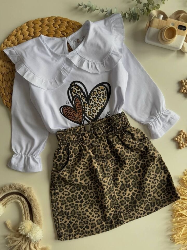 Leopar etekli takım