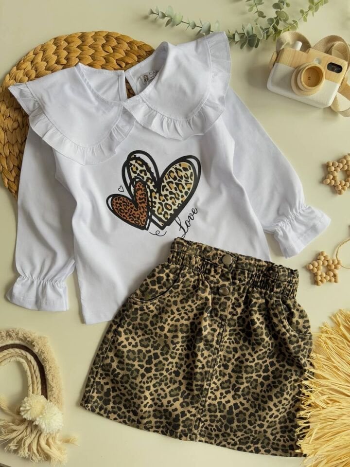 Leopar etekli takım