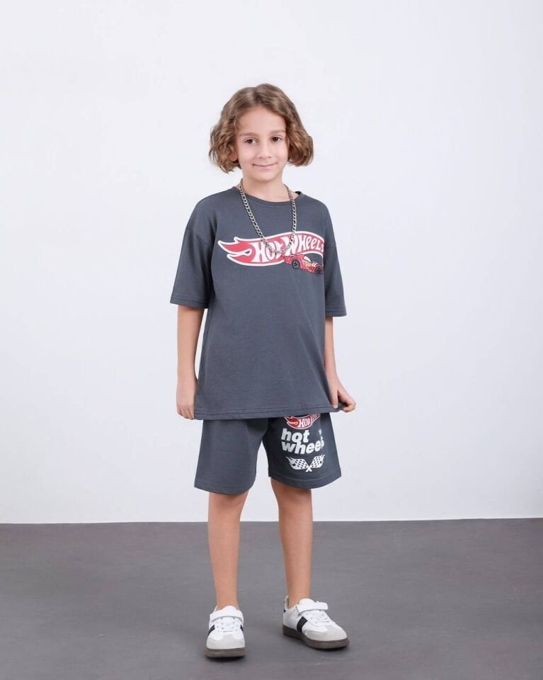 Antrasit şortlu takım