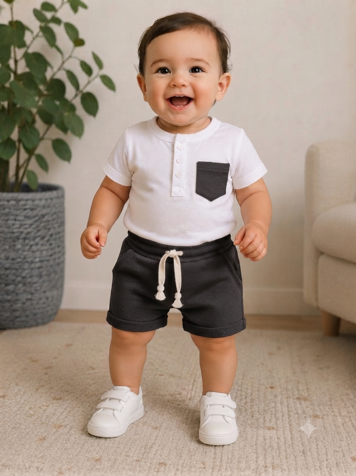 Bebek Basic Şortlu Takım(Antrasit)