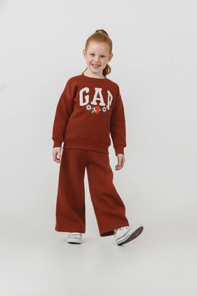 3 İplik Şardonlu Kiremit Rengi Takım