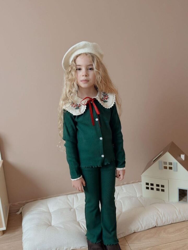 Bebe Yaka Fitilli Kumaş Taytlı Takım