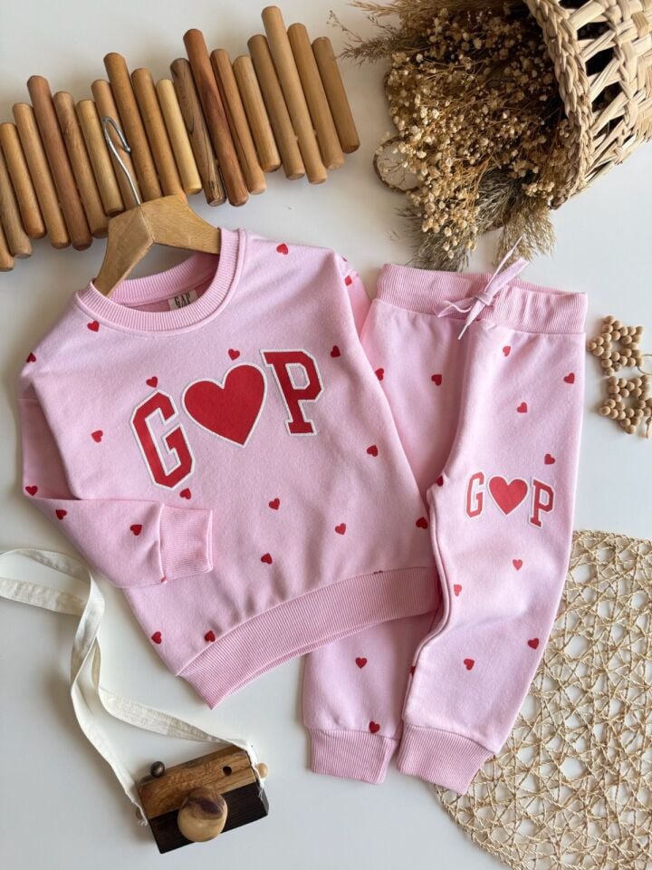 3 ip Fırçalı Kumaş Gap Takım(Açık Pembe)