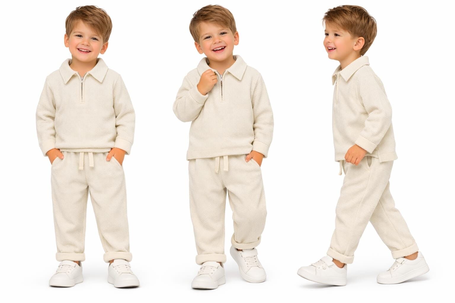 Gofre kumaş bej takım