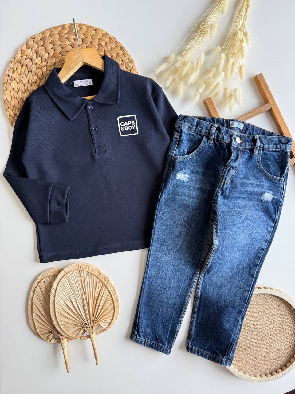 Polo Yaka Denım Takım(Lacivert)