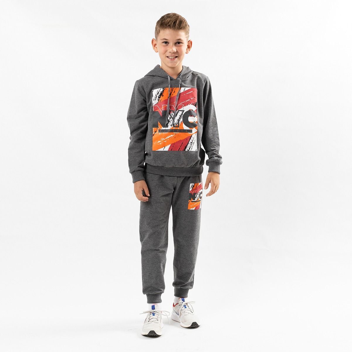 2 İp Fırçalı Kumaş Kapüşonlu  Takım(4-12)