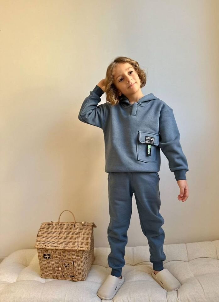 3 ip Şardonlu kapüşonlu basic takım