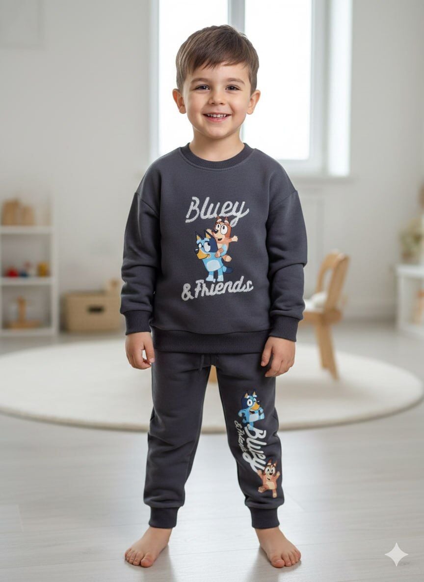 3 İplik Fırçalı Kumaş Bluey Takım