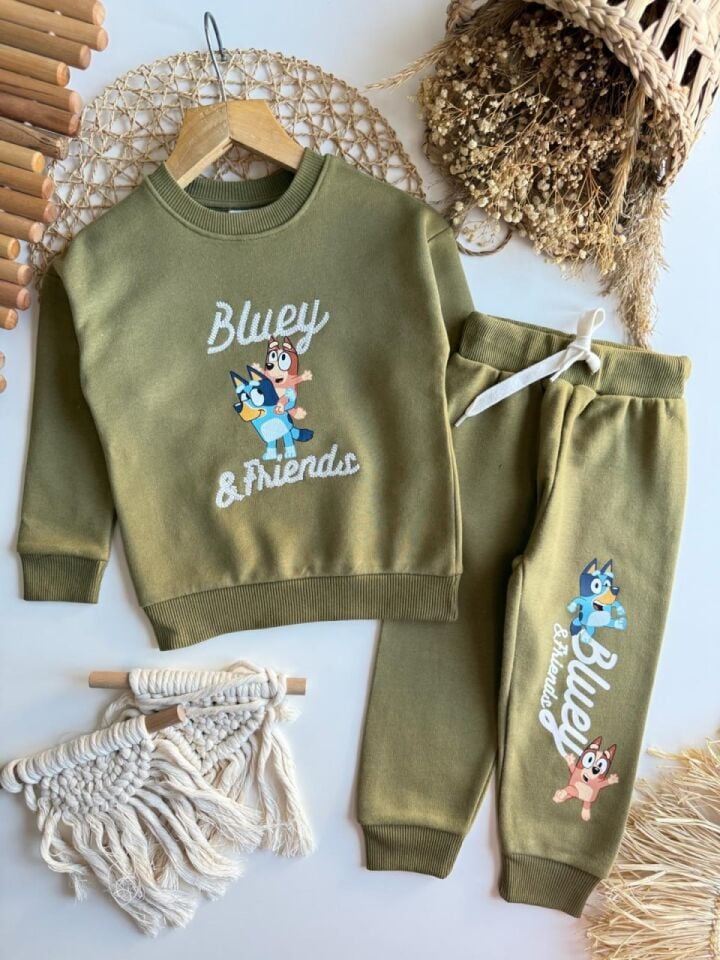 3 İplik Fırçalı Kumaş Bluey Takım