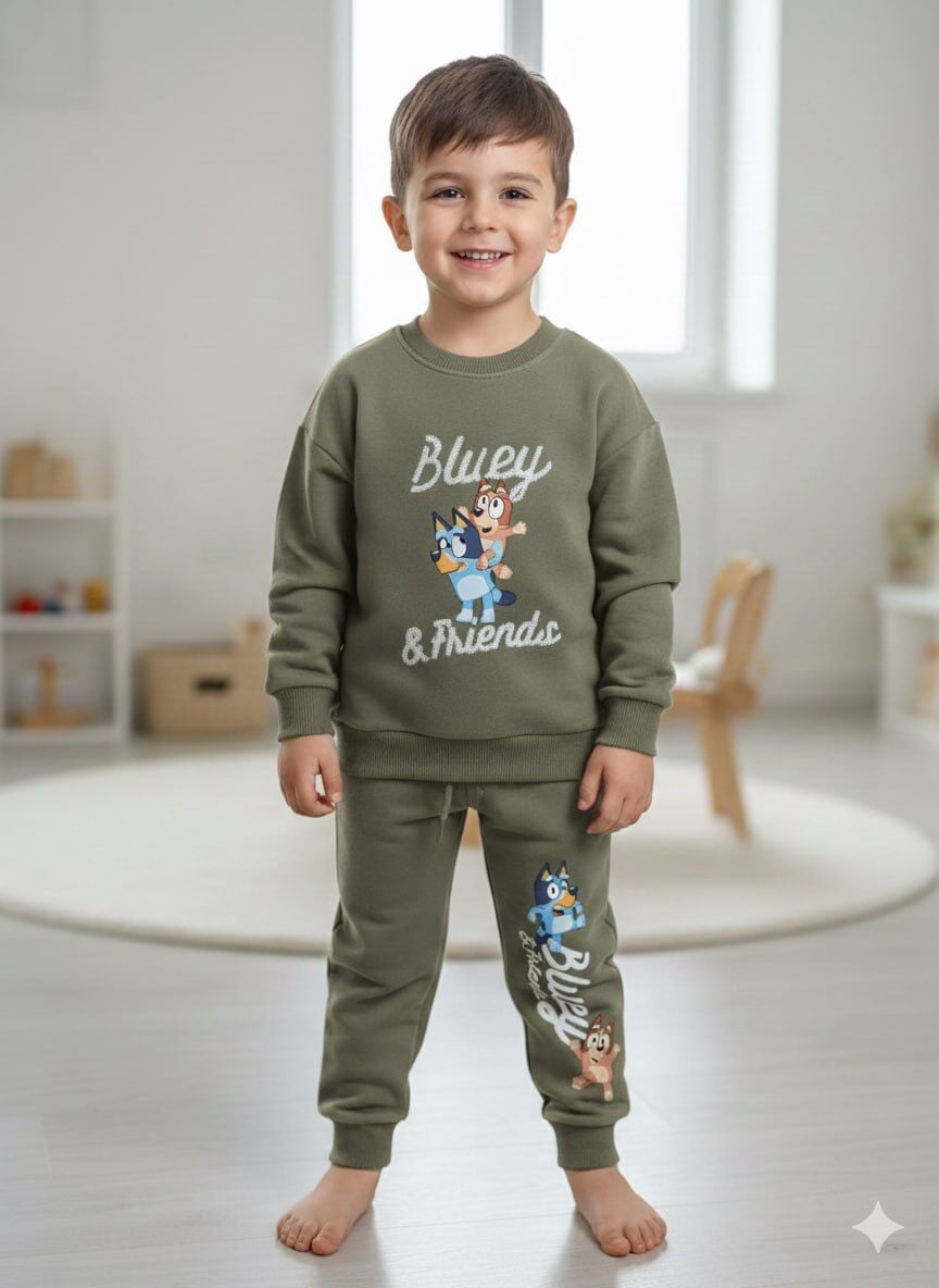 3 İplik Fırçalı Kumaş Bluey Takım