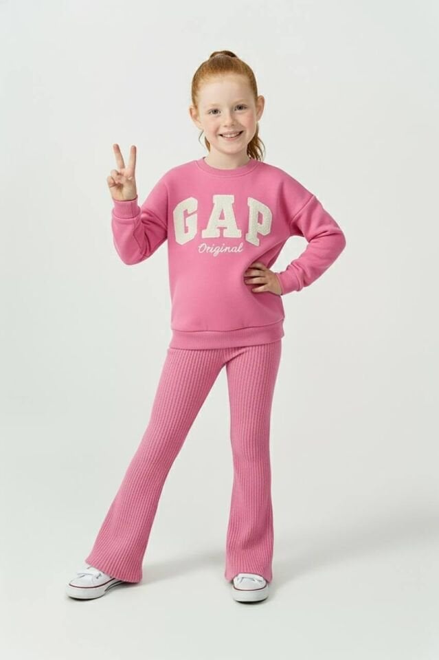 3 İplik Şardonlu Pembe Takım