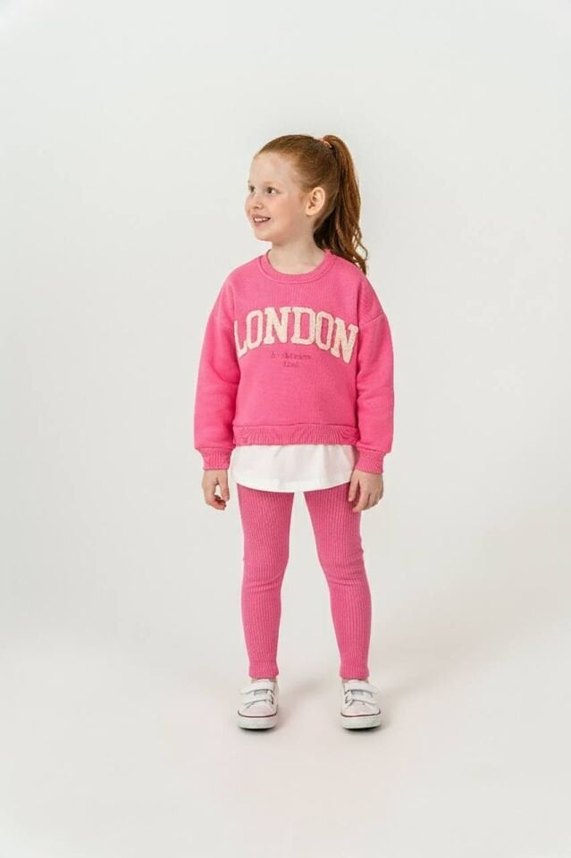 3 İplik Şardonlu Pembe London Takım