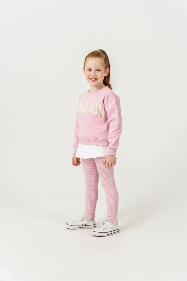 3 İplik Şardonlu Pembe London Takım