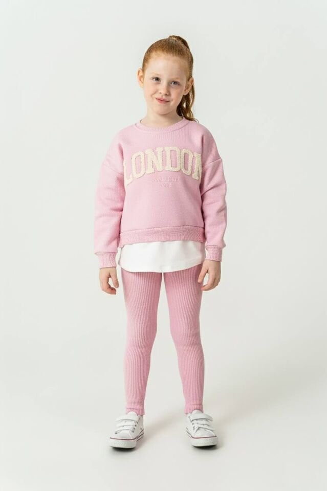 3 İplik Şardonlu Pembe London Takım