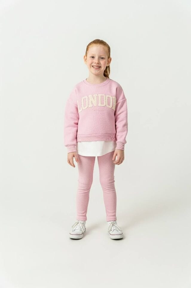 3 İplik Şardonlu Pembe London Takım