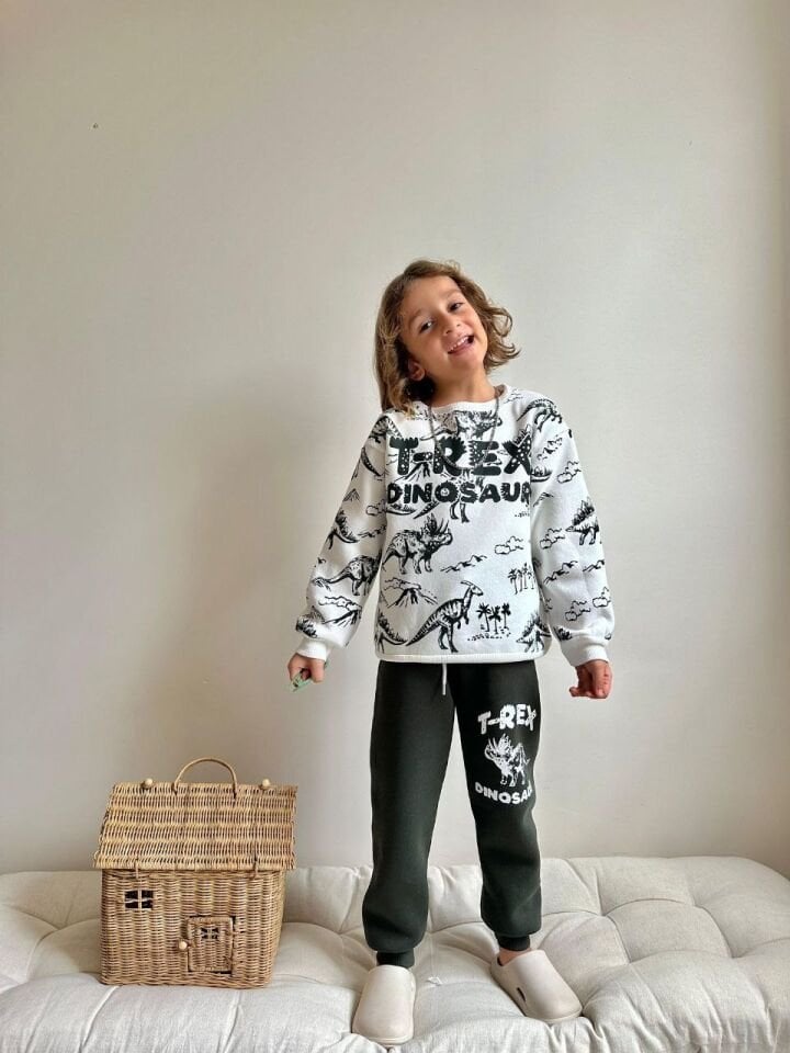 3 İplik Şardonlu Dinazorlu Takım(Haki)