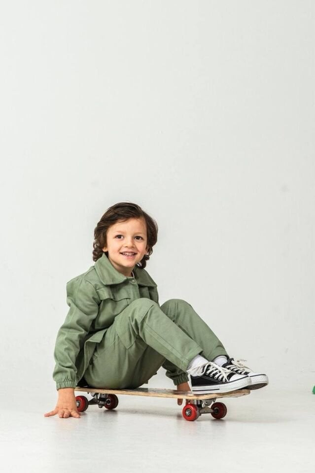 3’lü Gabardin Takım(Paçası Lastiksiz)(Yeşil)