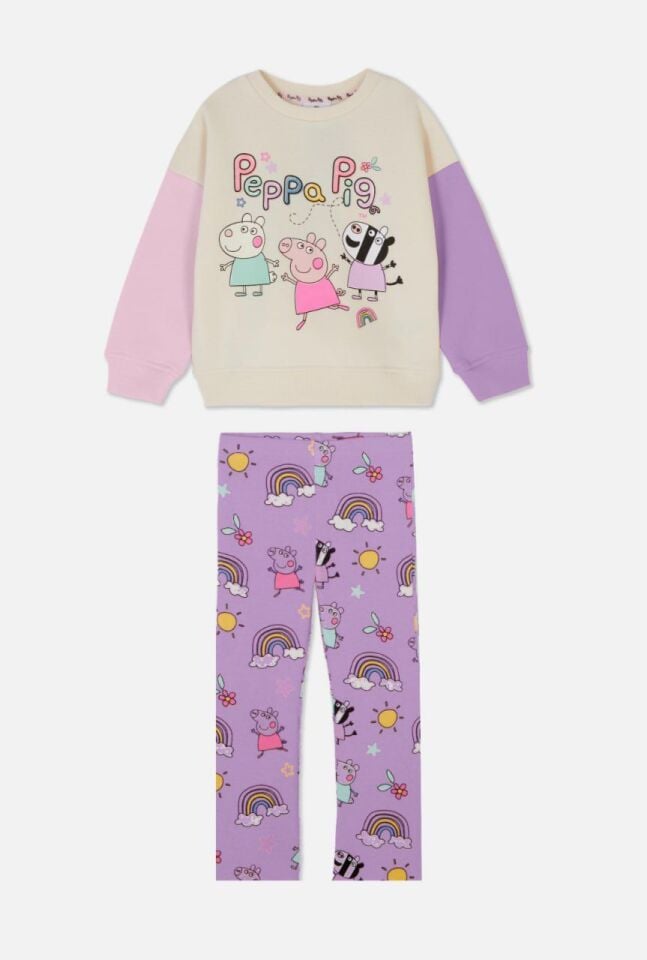 3 İplik Fırçalı Kumaş Peppa Pig Takım