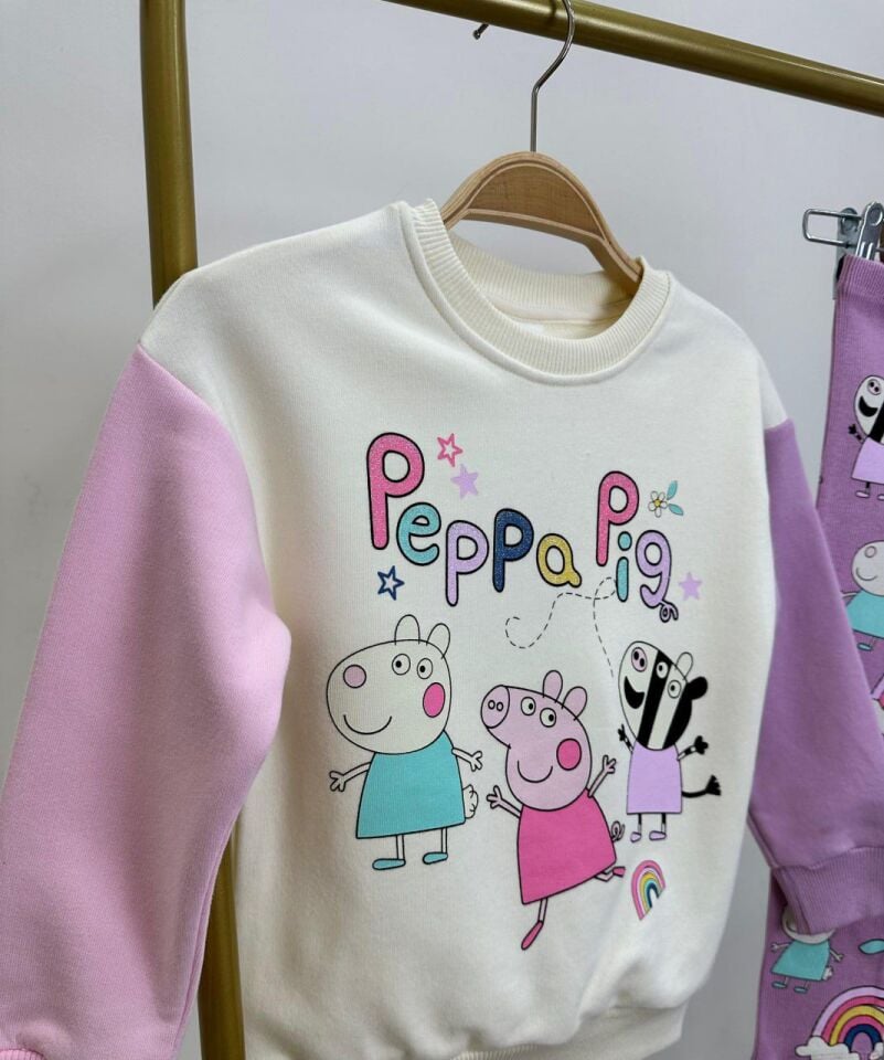 3 İplik Fırçalı Kumaş Peppa Pig Takım
