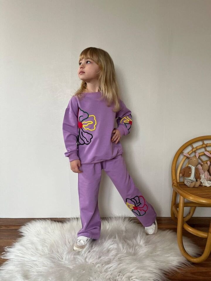 2 İplik Çiçek Desenli Takım